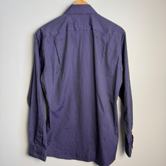 EGARA Men's Long Sleeve Striped Cotton‎ Dress Shirt Button Up Purple 16 - 34/35 - Picture 6 of 14